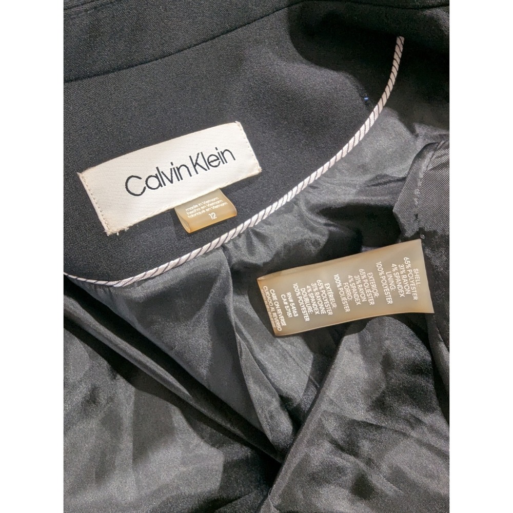 Calvin Klein Womens Black Two Button Tailored Blazer Jacket Size 12 Professional - Picture 3 of 10